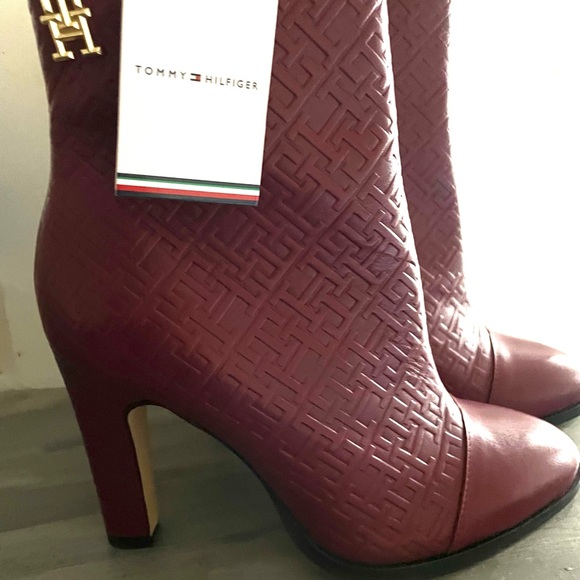 women's ankle boots, size 6, Tommy Hilfiger, burgundy. - Picture 5 of 8